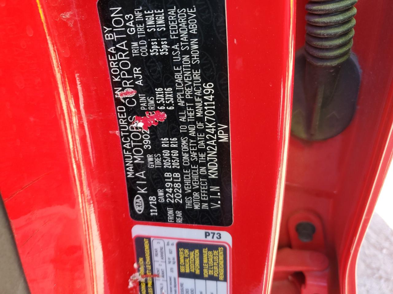 2019 KIA Soul VIN KNDJN2A24K7011496 Copart auction photo, front end damage thumbnail 15