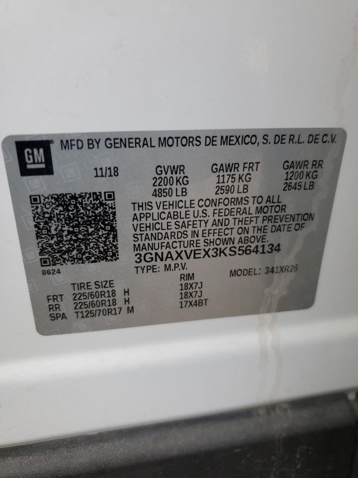 2019 Chevrolet Equinox VIN 3GNAXVEX3KS564134 Copart auction photo, front end damage thumbnail 13