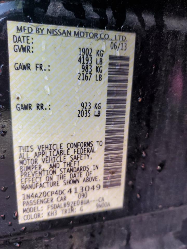 2013 Nissan Leaf VIN 1N4AZ0CP4DC413049 Copart auction photo, front end / side damage thumbnail 13
