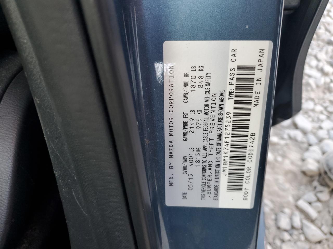 2015 Mazda 3 VIN JM1BM1K74F1275239 Copart auction photo, rear end / front end damage thumbnail 14