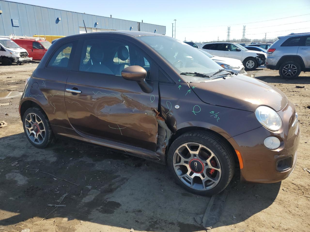 2013 Fiat 500 VIN 3C3CFFBR4DT511119 Copart auction photo, front end damage thumbnail 4