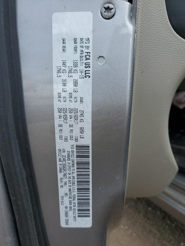 2016 Chrysler Town & Country VIN 2C4RC1BG6GR174671 Copart auction photo, front end / side damage thumbnail 15