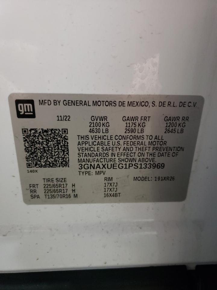 2023 Chevrolet Equinox VIN 3GNAXUEG1PS133969 Copart auction photo, front end / rear end damage thumbnail 14