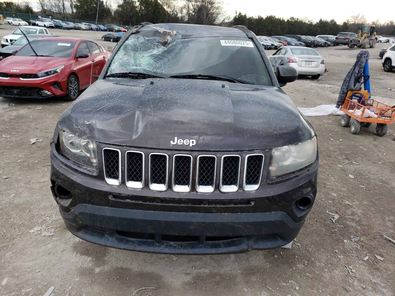 2014 Jeep Compass VIN 1C4NJCBB7ED567065 Copart auction photo, front end / top/roof damage thumbnail 5
