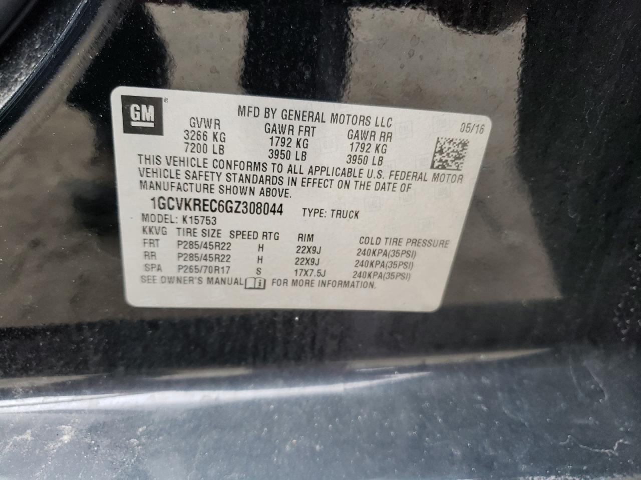 2016 Chevrolet Silverado VIN 1GCVKREC6GZ308044 Copart auction photo, front end / minor dent/scratches damage thumbnail 13