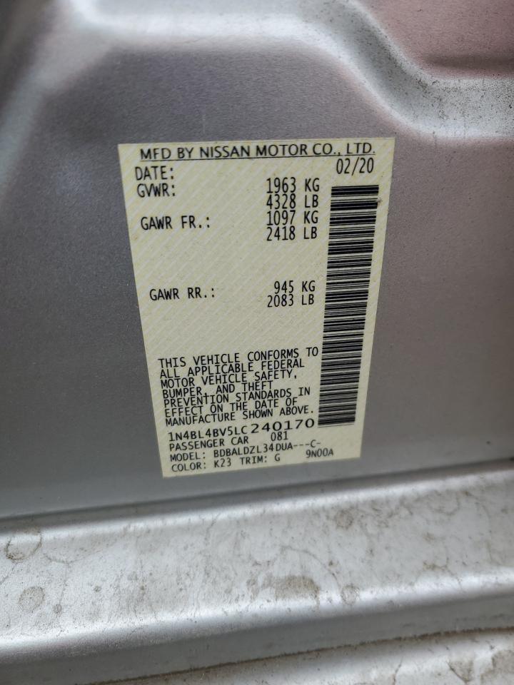 2020 Nissan Altima VIN 1N4BL4BV5LC240170 Copart auction photo, all over damage thumbnail 12