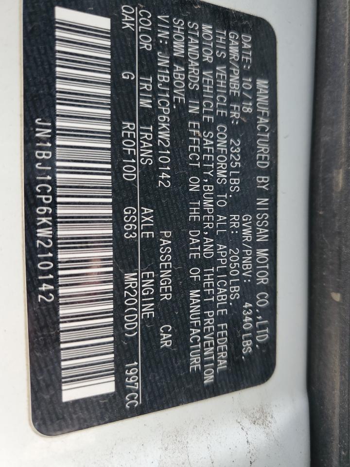 2019 Nissan Rogue VIN JN1BJ1CP6KW210142 Copart auction photo, front end damage thumbnail 14