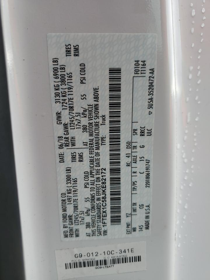 2018 Ford F-150 VIN 1FTEX1C58JKE82172 Copart auction photo, minor dent/scratches damage thumbnail 12
