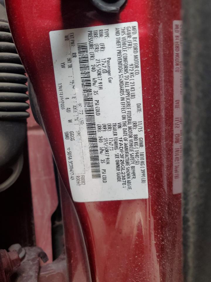 2016 Ford Focus VIN 1FADP3F26GL238781 Copart auction photo, all over damage thumbnail 14