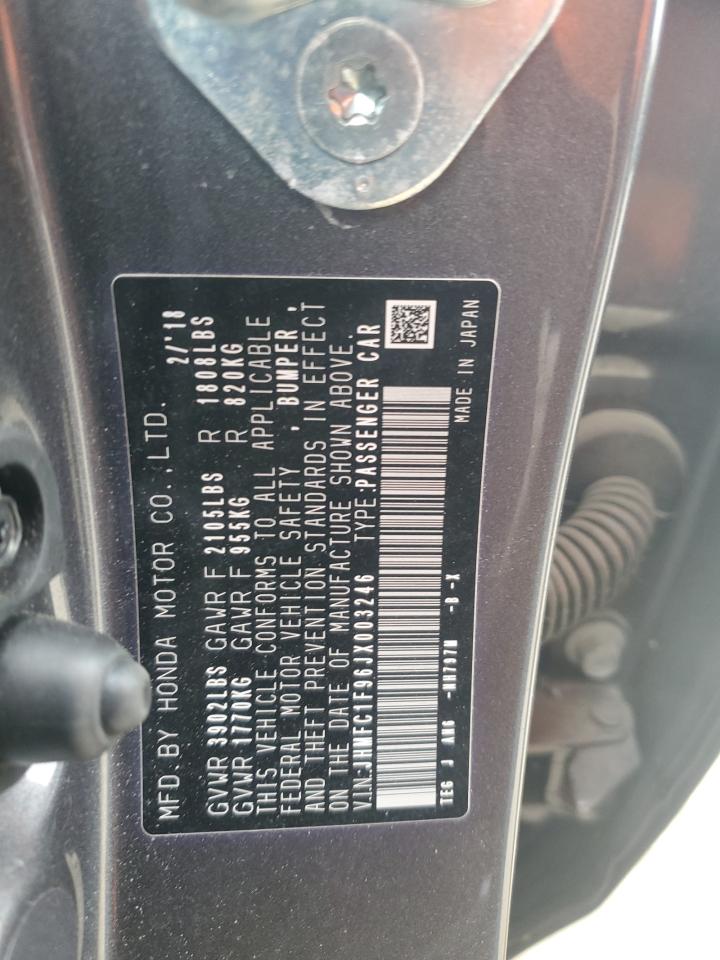 2018 Honda Civic VIN JHMFC1F96JX003246 Copart auction photo, front end damage thumbnail 14