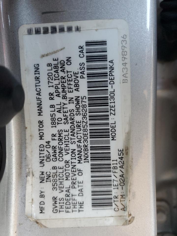 2005 Toyota Corolla VIN 1NXBR30E85Z362875 Copart auction photo, rear end / front end damage thumbnail 12