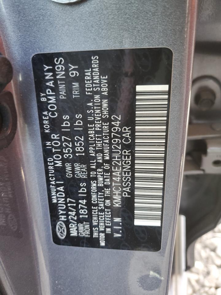 2017 Hyundai Accent VIN KMHCT4AE2HU297942 Copart auction photo, rear end damage thumbnail 13