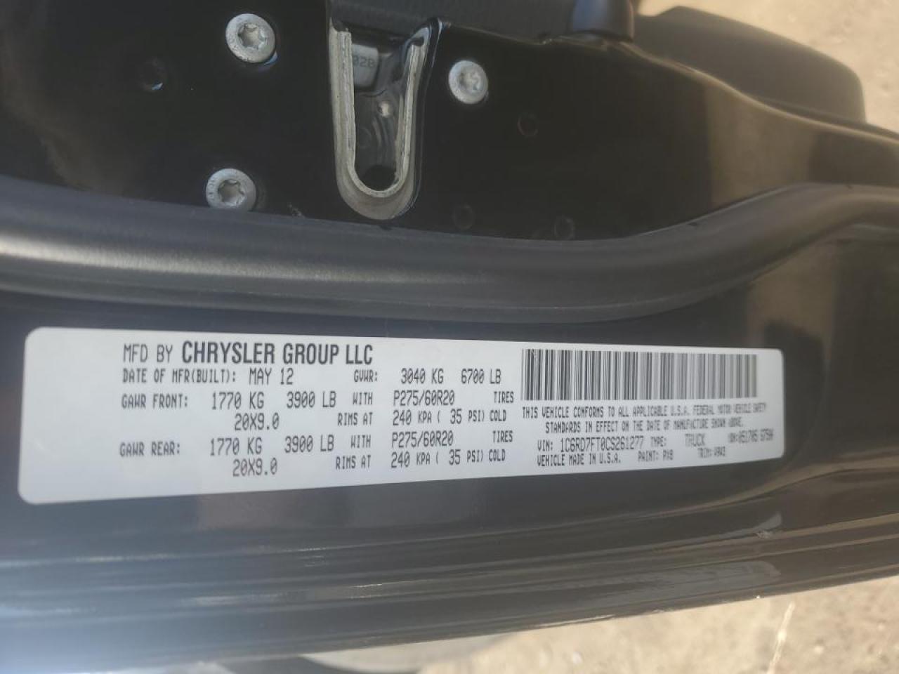 2012 Dodge RAM VIN 1C6RD7FT0CS261277 Copart auction photo, rear end / hail damage thumbnail 12