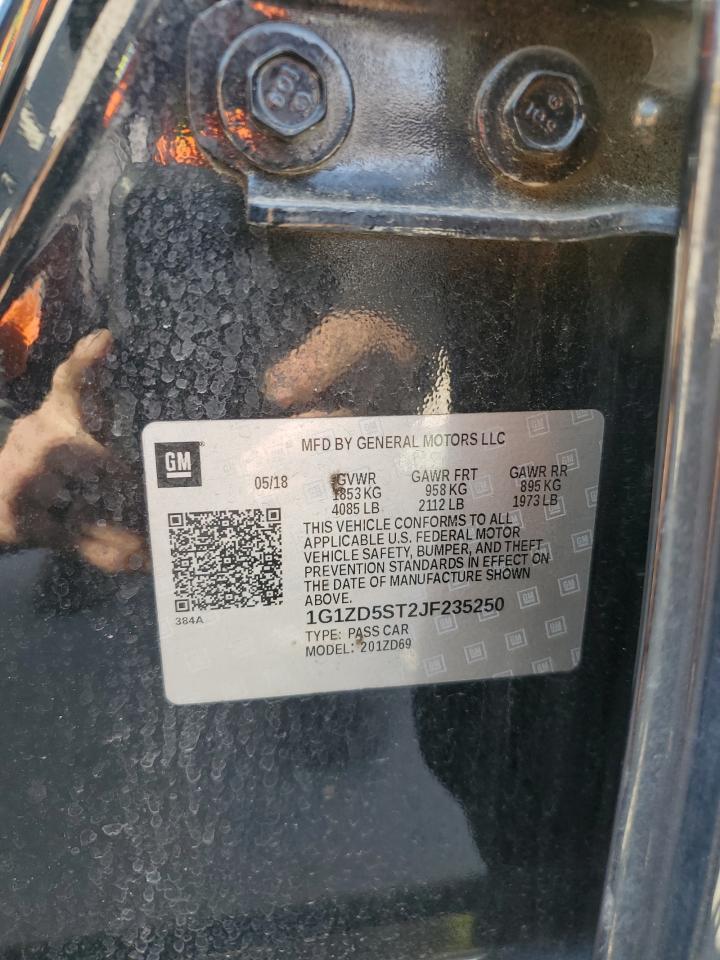 2018 Chevrolet Malibu VIN 1G1ZD5ST2JF235250 Copart auction photo, water/flood / minor dent/scratches damage thumbnail 12