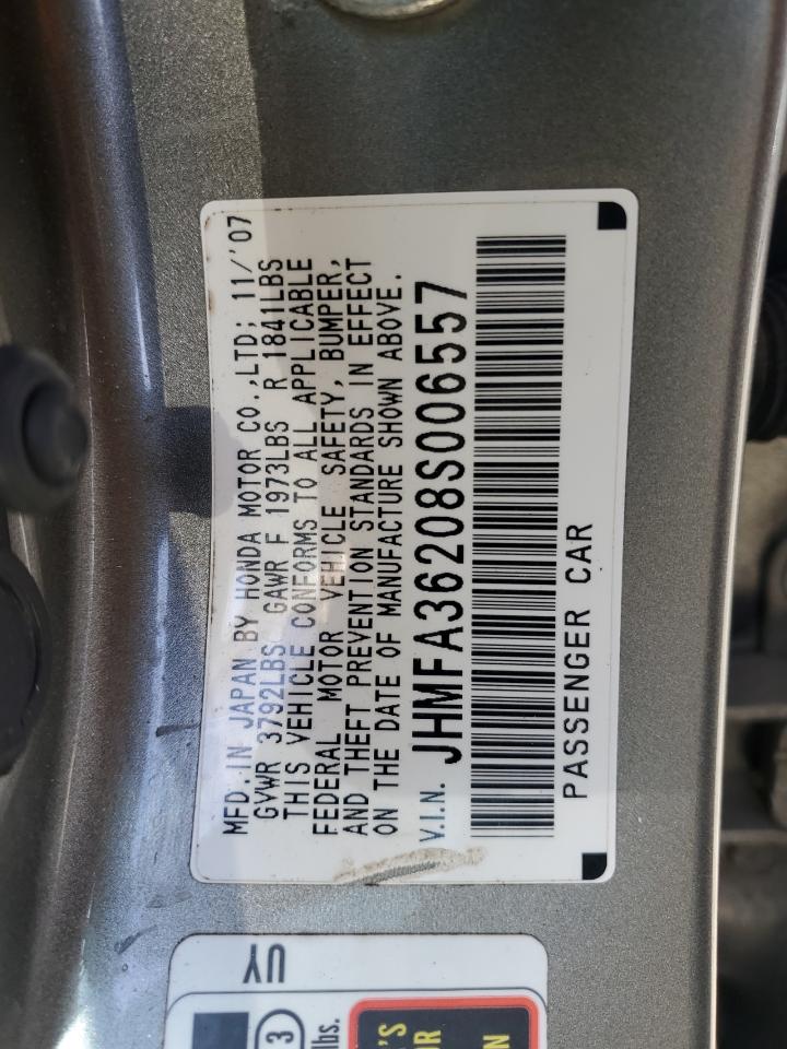 2008 Honda Civic VIN JHMFA36208S006557 Copart auction photo, all over damage thumbnail 12