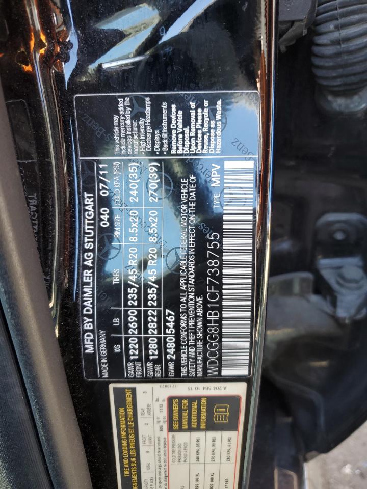 2012 Mercedes-Benz GLK-klasse VIN WDCGG8HB1CF738755 Copart auction photo, undercarriage damage thumbnail 14