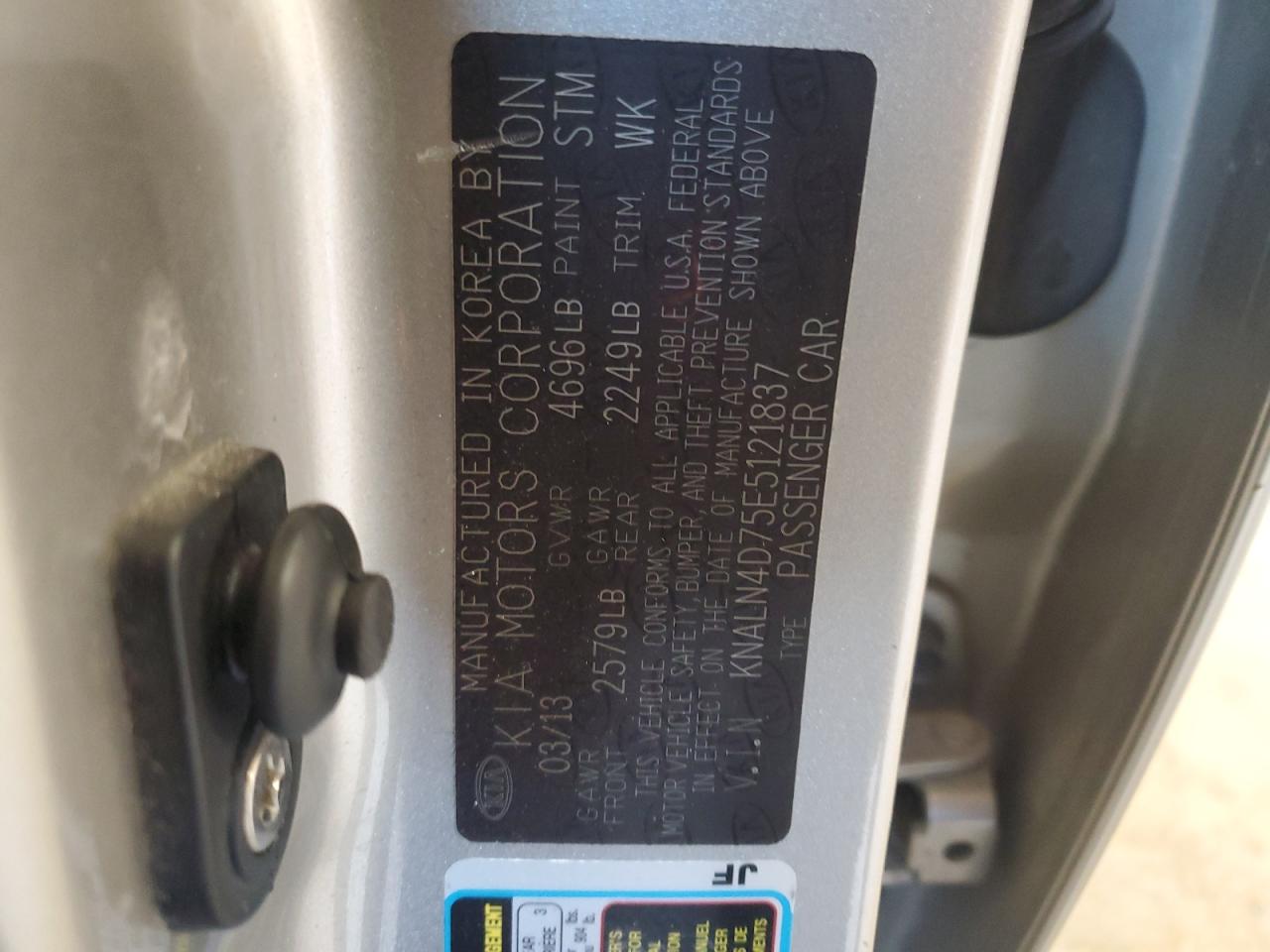 2014 KIA Cadenza VIN KNALN4D75E5121837 Copart auction photo, front end / hail damage thumbnail 12