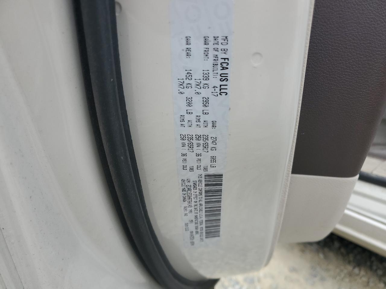 2017 Chrysler Pacifica VIN 2C4RC1EG0HR764149 Copart auction photo, side / damage history damage thumbnail 13