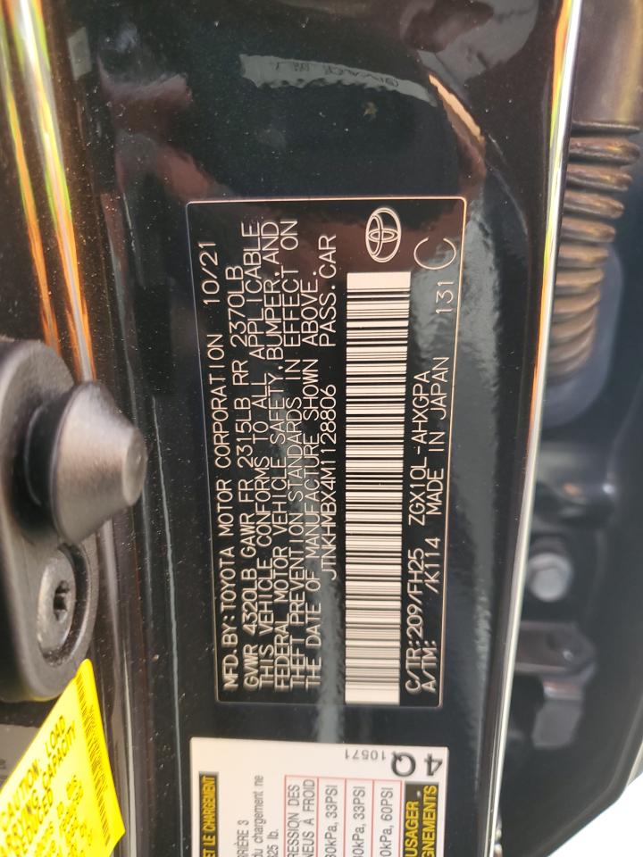 2021 Toyota C-HR VIN JTNKHMBX4M1128806 Copart auction photo, front end damage thumbnail 12