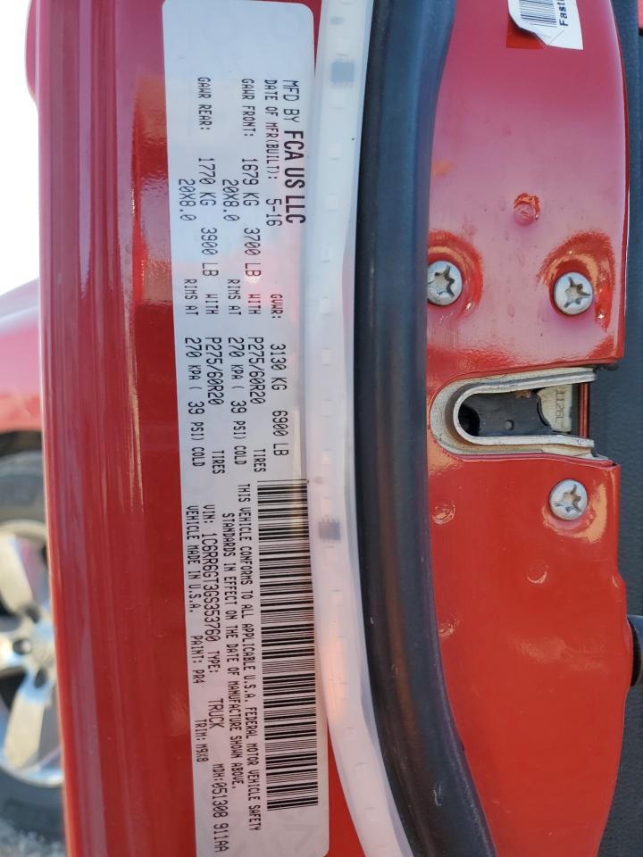 2016 RAM 1500 VIN 1C6RR6GT3GS353760 Copart auction photo, rear end / minor dent/scratches damage thumbnail 12