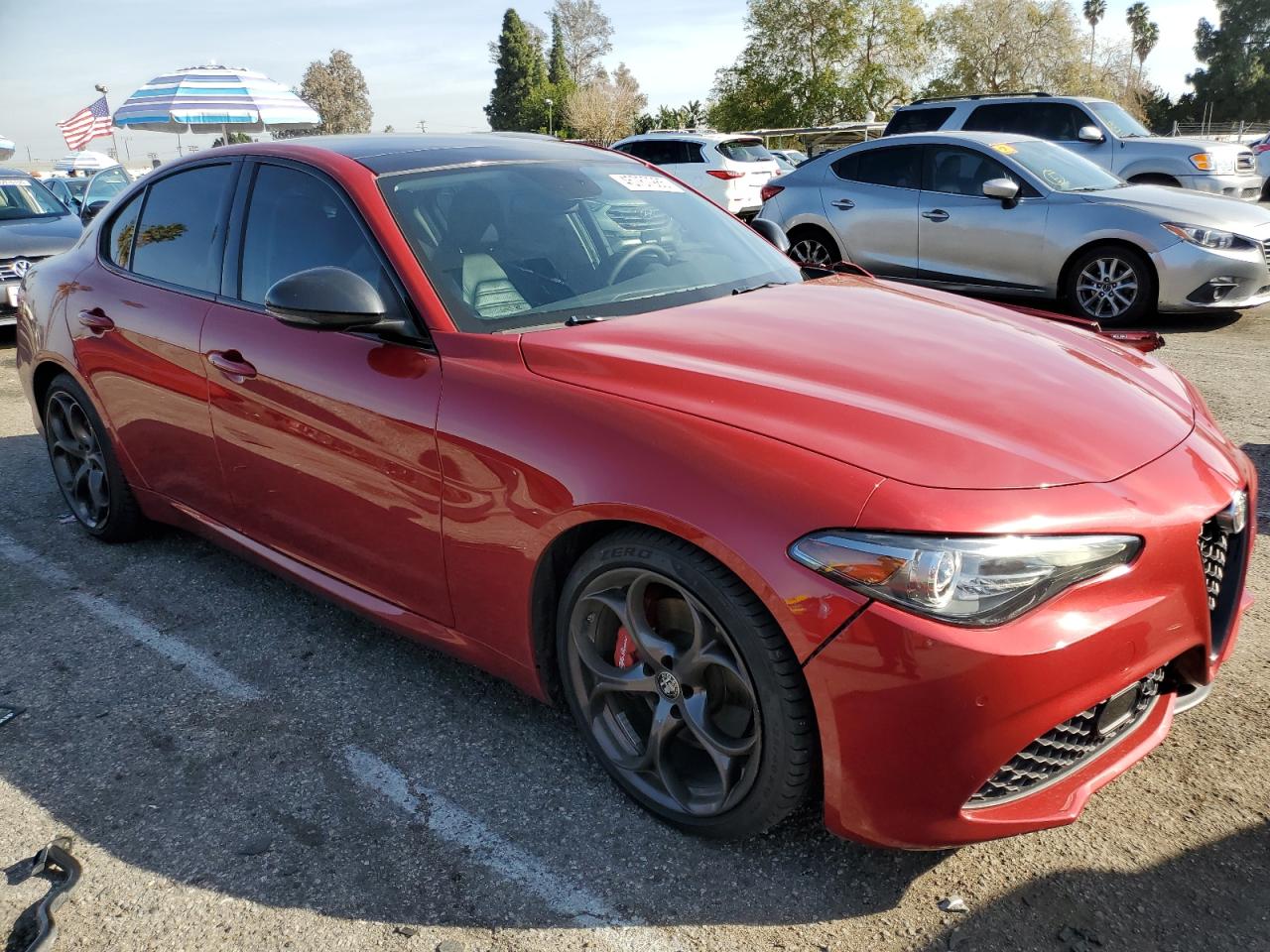 2018 Alfa Romeo Giulia VIN ZARFAECN2J7598649 Copart auction photo, front end / side damage thumbnail 4