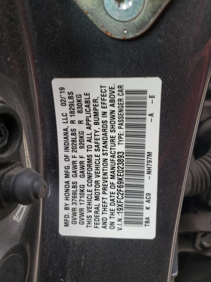 2019 Honda Civic VIN 19XFC2F69KE023893 Copart auction photo, front end damage thumbnail 14