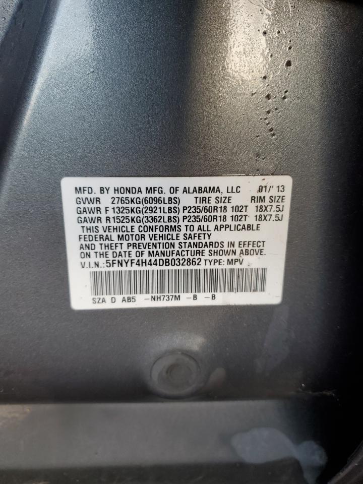 2013 Honda Pilot VIN 5FNYF4H44DB032862 Copart auction photo, front end damage thumbnail 13