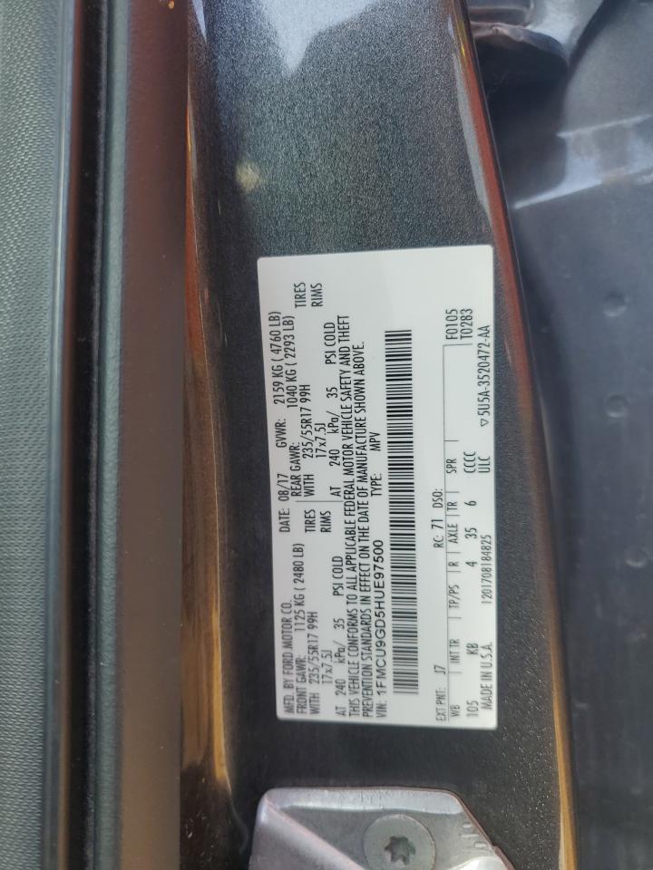 2017 Ford Escape VIN 1FMCU9GD5HUE97500 Copart auction photo, all over damage thumbnail 12