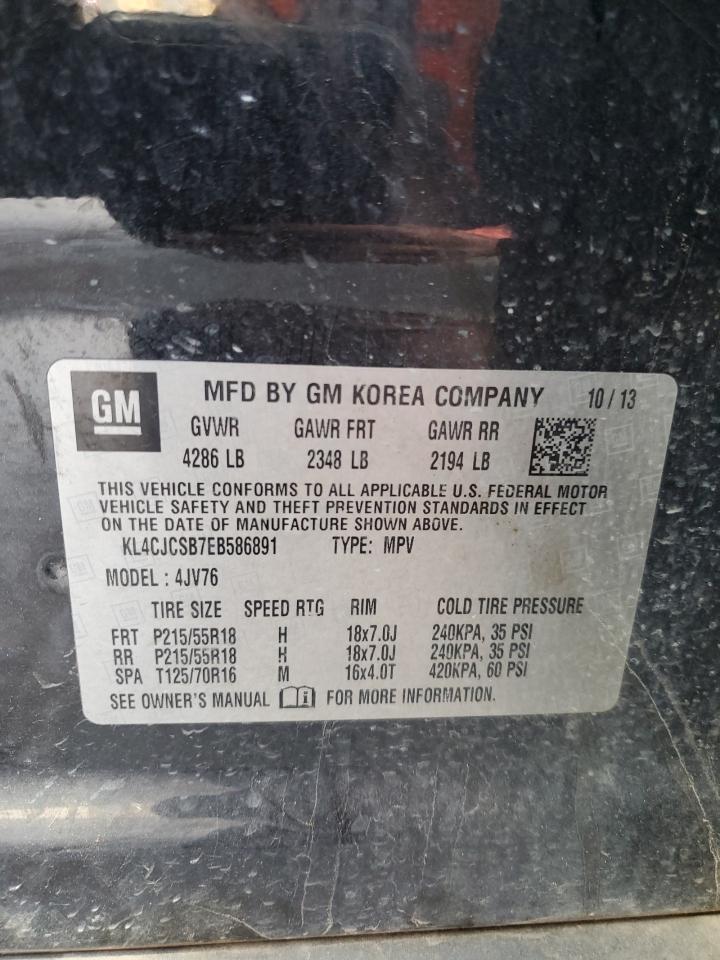2014 Buick Encore VIN KL4CJCSB7EB586891 Copart auction photo, front end / minor dent/scratches damage thumbnail 14