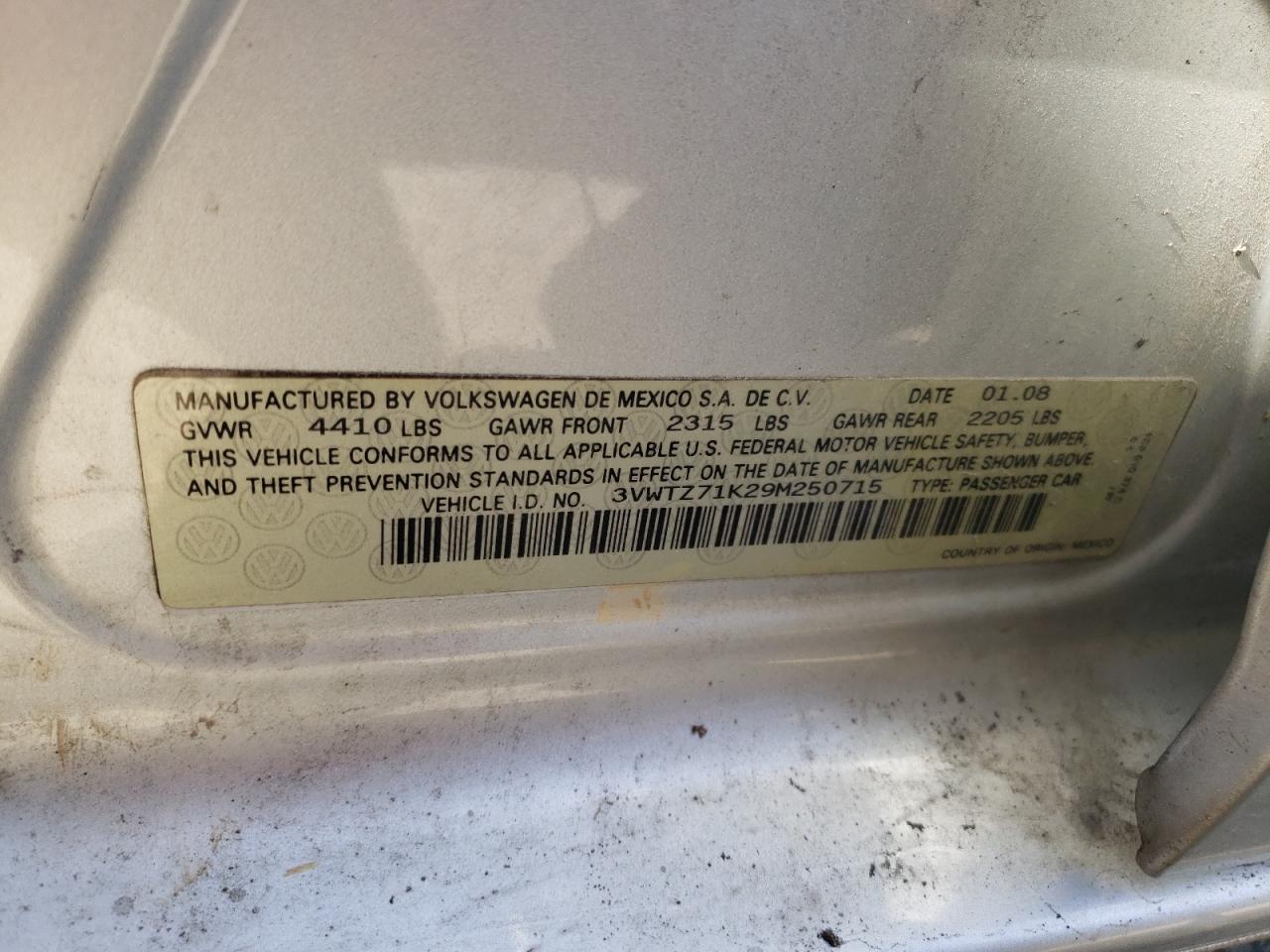 2009 Volkswagen Jetta VIN 3VWTZ71K29M250715 Copart auction photo, front end / side damage thumbnail 13