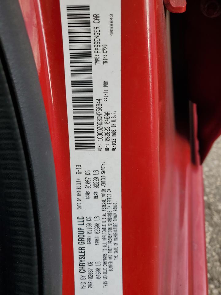 2013 Dodge Avenger VIN 1C3CDZAG3DN750944 Copart auction photo, front end / minor dent/scratches damage thumbnail 14