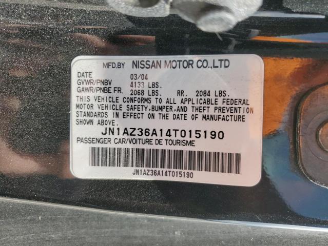 2004 Nissan 350Z VIN JN1AZ36A14T015190 Copart auction photo, front end / side damage thumbnail 12