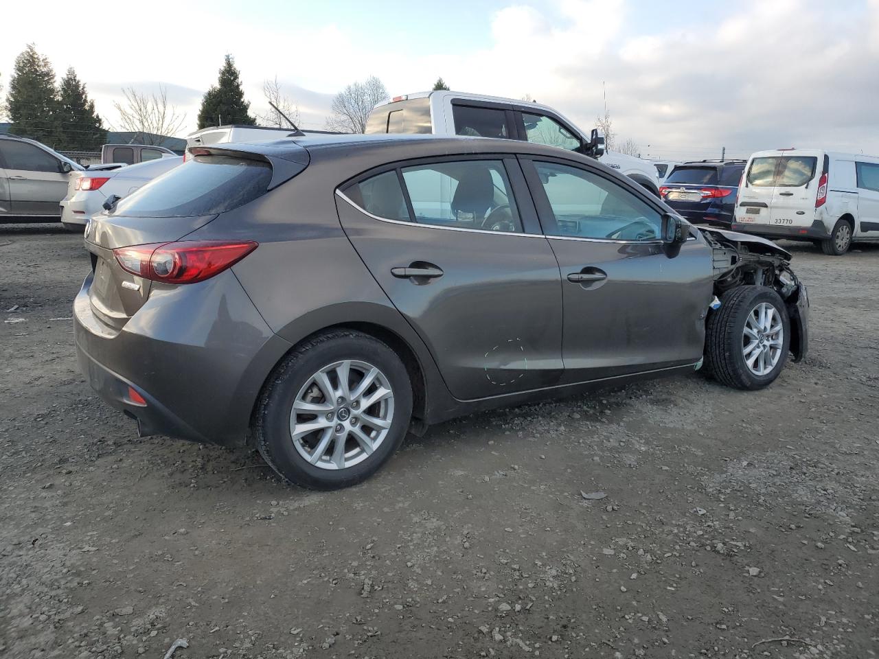 2014 Mazda 3 VIN JM1BM1L70E1181498 Copart auction photo, side / front end damage thumbnail 3