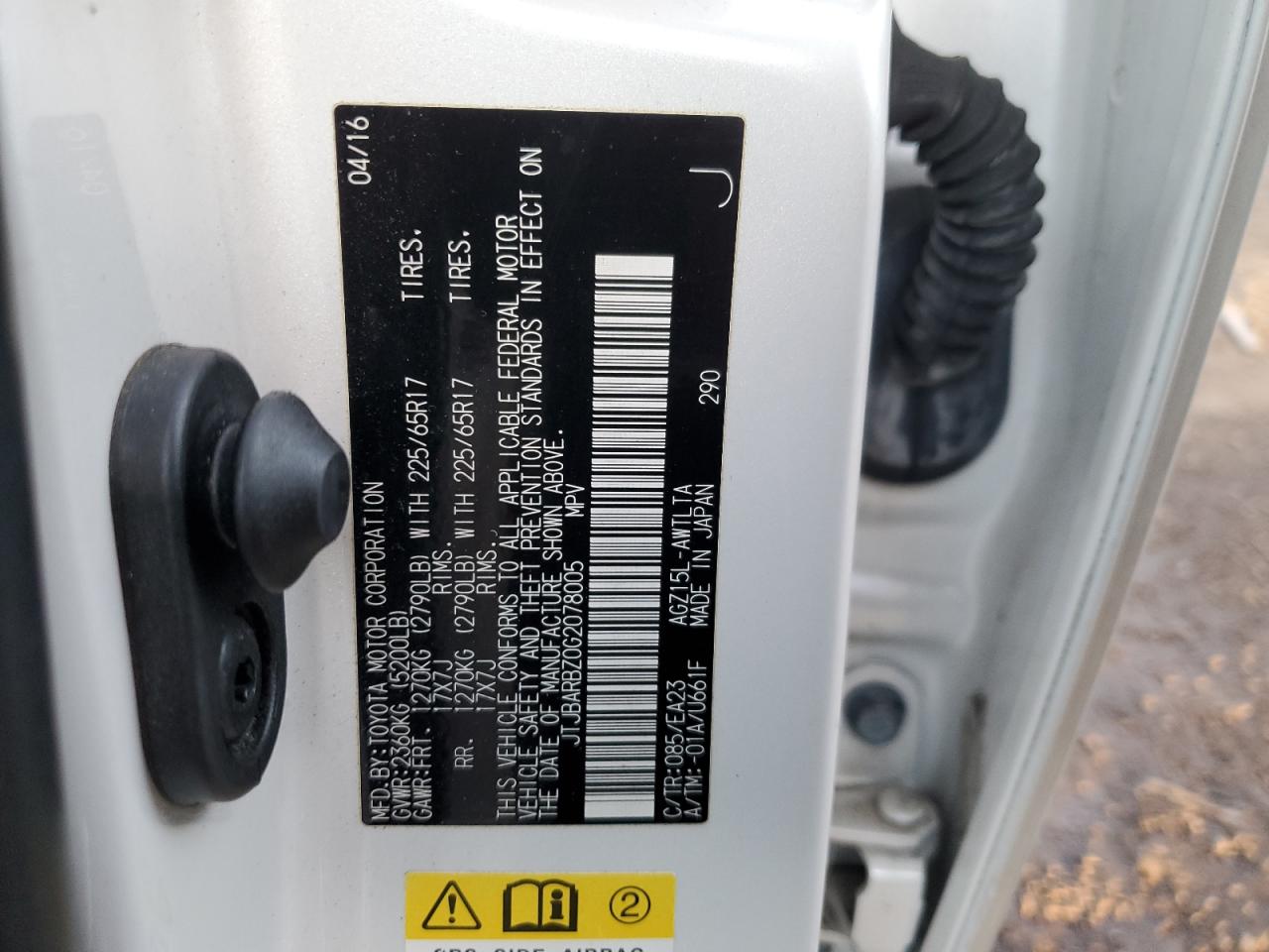 2016 Lexus NX VIN JTJBARBZ0G2078005 Copart auction photo, rear end damage thumbnail 12