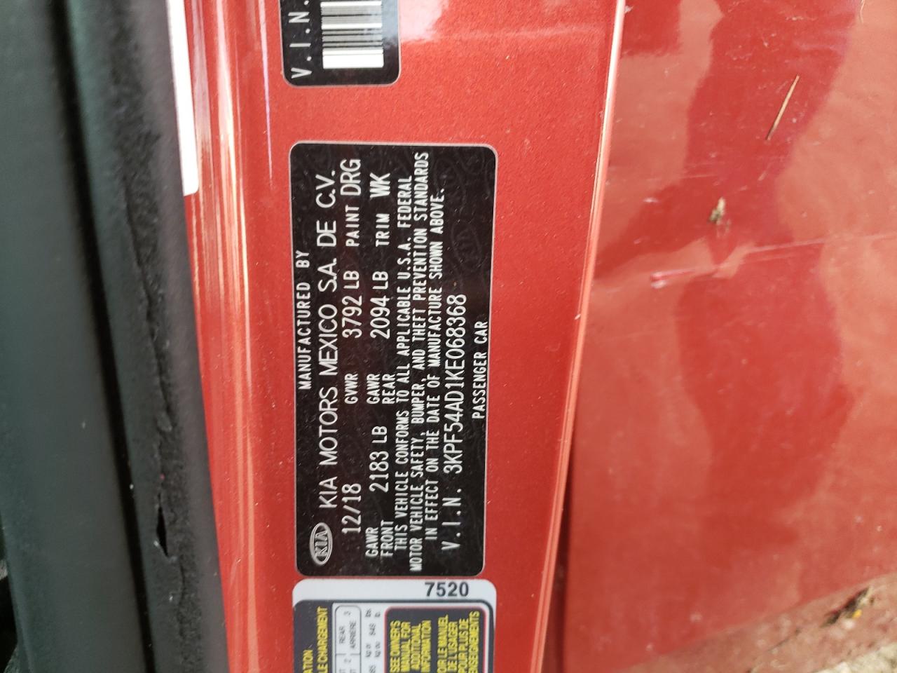 2019 KIA Forte VIN 3KPF54AD1KE068368 Copart auction photo, front end damage thumbnail 14