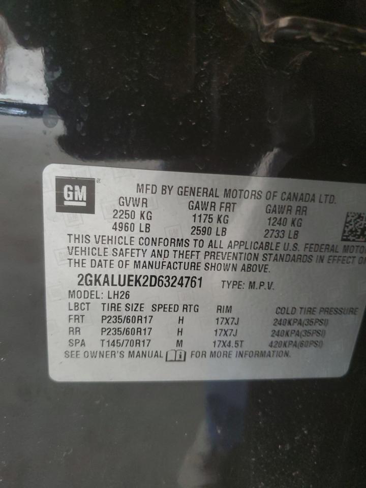 2013 GMC Terrain VIN 2GKALUEK2D6324761 Copart auction photo, side / undercarriage damage thumbnail 13