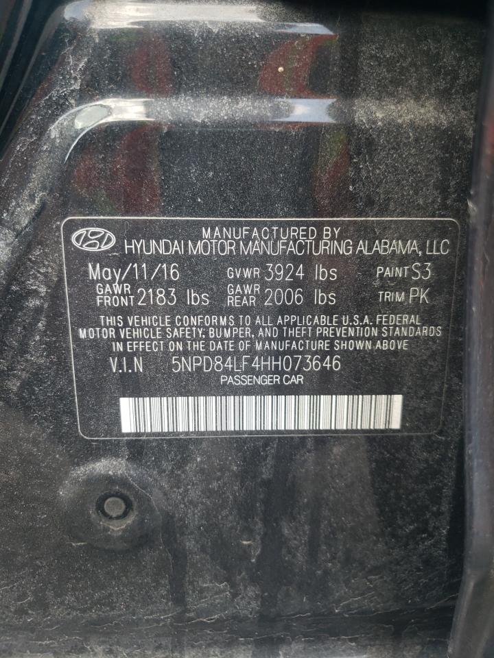 2017 Hyundai Elantra VIN 5NPD84LF4HH073646 Copart auction photo, front end damage thumbnail 12