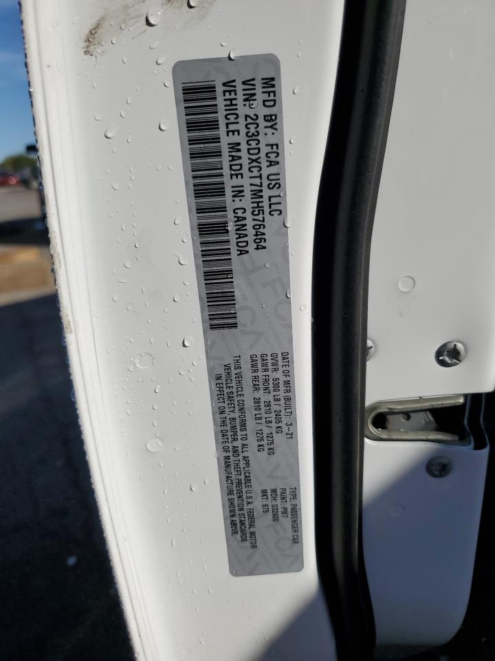 2021 Dodge Charger VIN 2C3CDXCT7MH576464 Copart auction photo, vandalism damage thumbnail 12