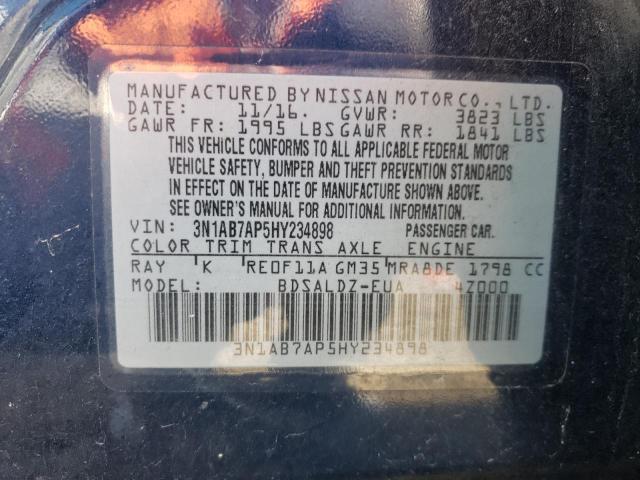 2017 Nissan Sentra VIN 3N1AB7AP5HY234898 Copart auction photo, front end / minor dent/scratches damage thumbnail 12