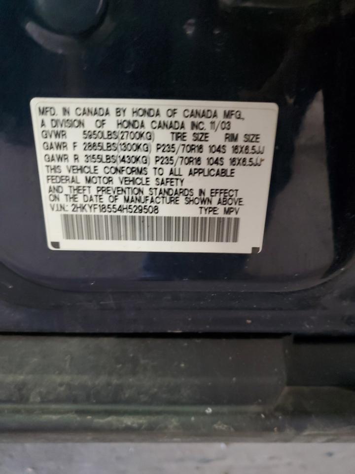 2004 Honda Pilot VIN 2HKYF18554H529508 Copart auction photo, all over / undercarriage damage thumbnail 14