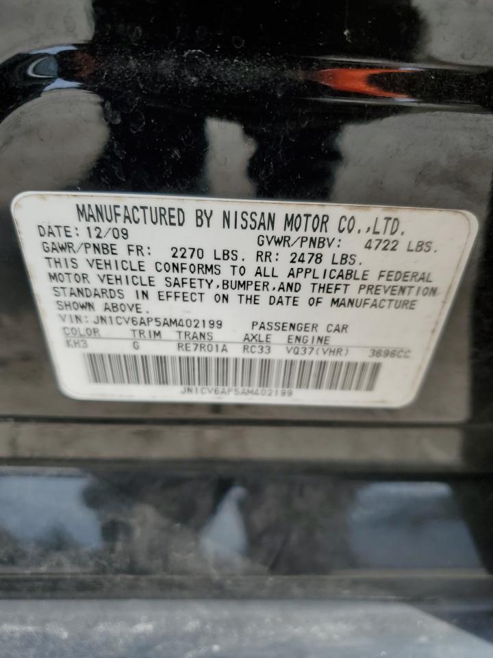 2010 Infiniti G VIN JN1CV6AP5AM402199 Copart auction photo, mechanical damage thumbnail 12