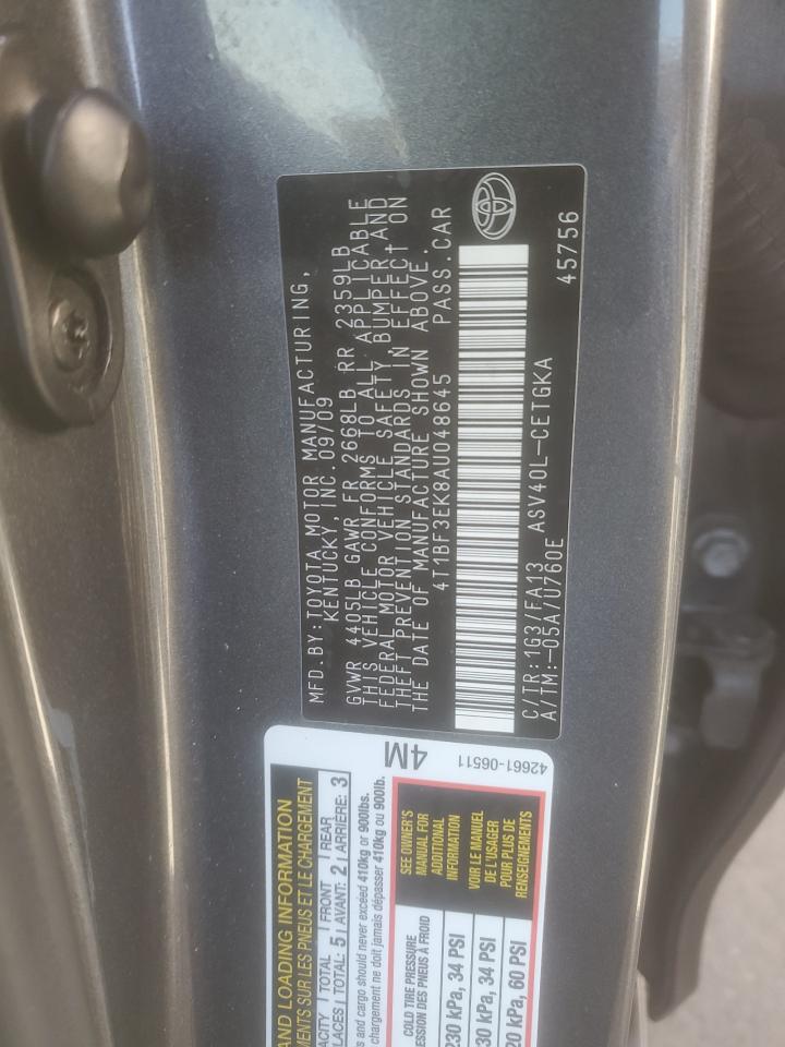 2010 Toyota Camry VIN 4T1BF3EK8AU048645 Copart auction photo, mechanical damage thumbnail 13