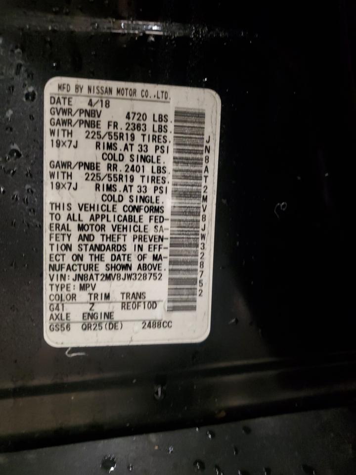 2018 Nissan Rogue VIN JN8AT2MV8JW328752 Copart auction photo, rollover damage thumbnail 14