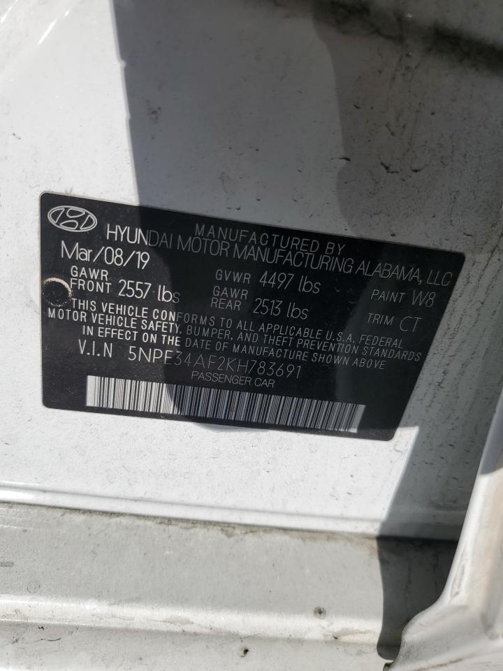 2019 Hyundai Sonata VIN 5NPE34AF2KH783691 Copart auction photo, all over damage thumbnail 14