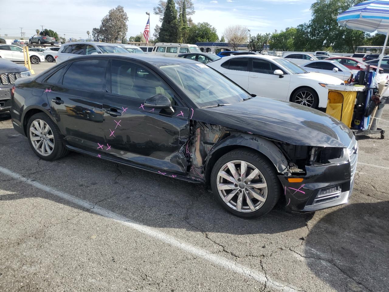 2018 Audi A4 VIN WAUKMAF44JA067934 Copart auction photo, front end / side damage thumbnail 4
