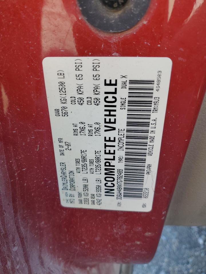2007 Dodge RAM VIN 3D6WH48AX7G782489 Copart auction photo, all over damage thumbnail 12