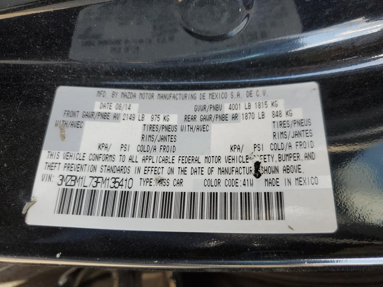 2015 Mazda 3 VIN 3MZBM1L73FM135410 Copart auction photo, front end / rear end damage thumbnail 12
