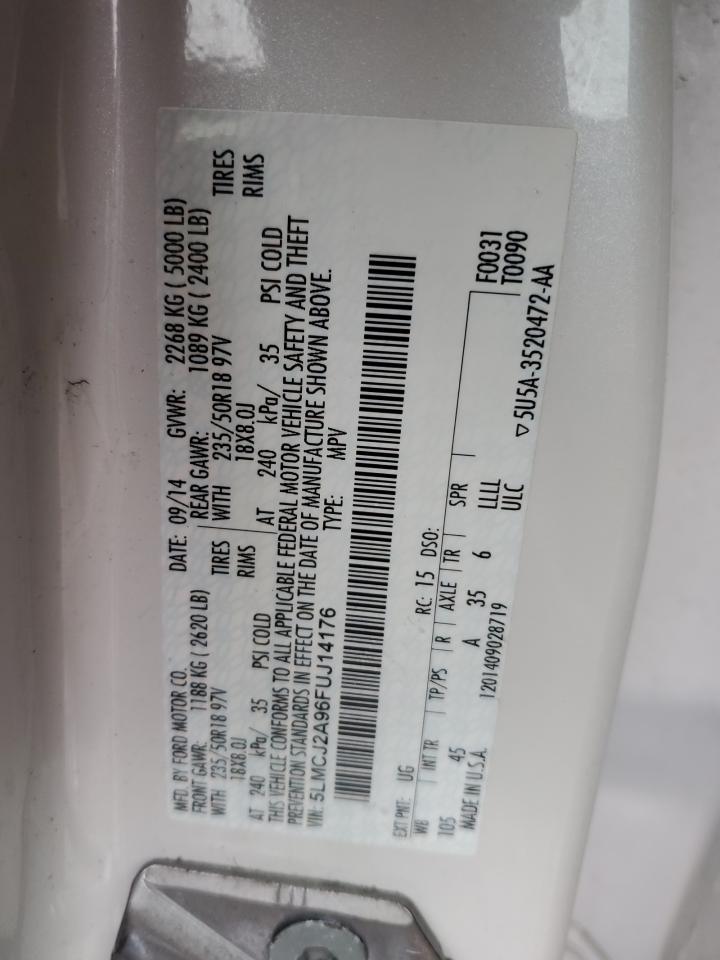 2015 Lincoln MKZ VIN 5LMCJ2A96FUJ14176 Copart auction photo, front end damage thumbnail 15