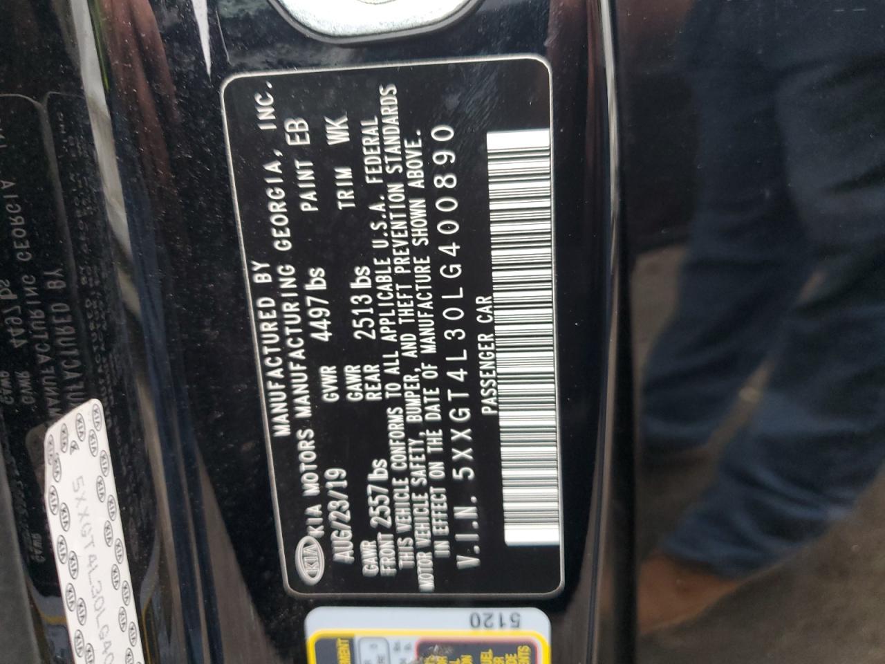 2020 KIA Optima VIN 5XXGT4L30LG400890 Copart auction photo, rear end / front end damage thumbnail 13