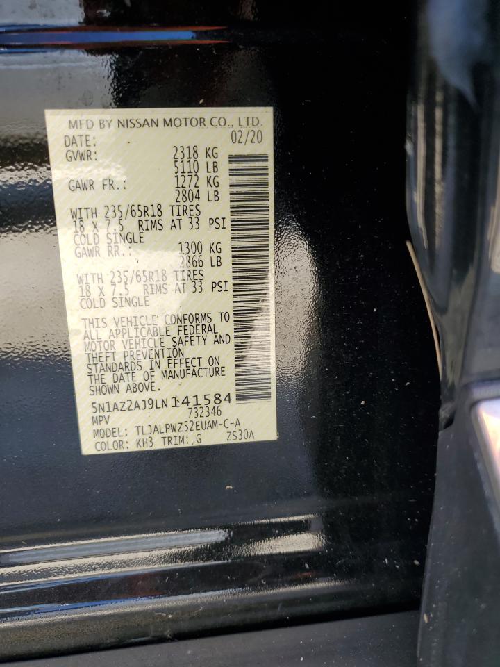 2020 Nissan Murano VIN 5N1AZ2AJ9LN141584 Copart auction photo, water/flood damage thumbnail 13
